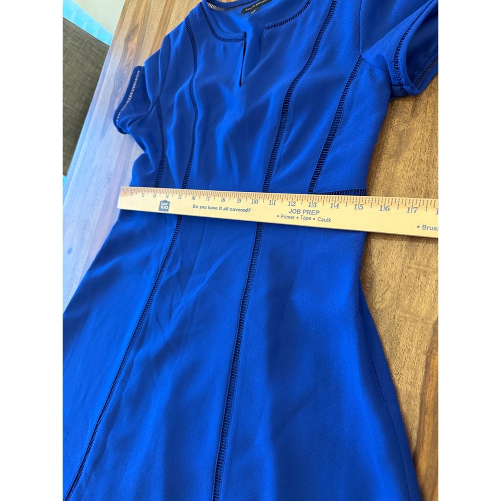 Banana‎ Republic Blue Sheath Dress V Neck Short Sleeve Knee Length Size 4 - Picture 11 of 14